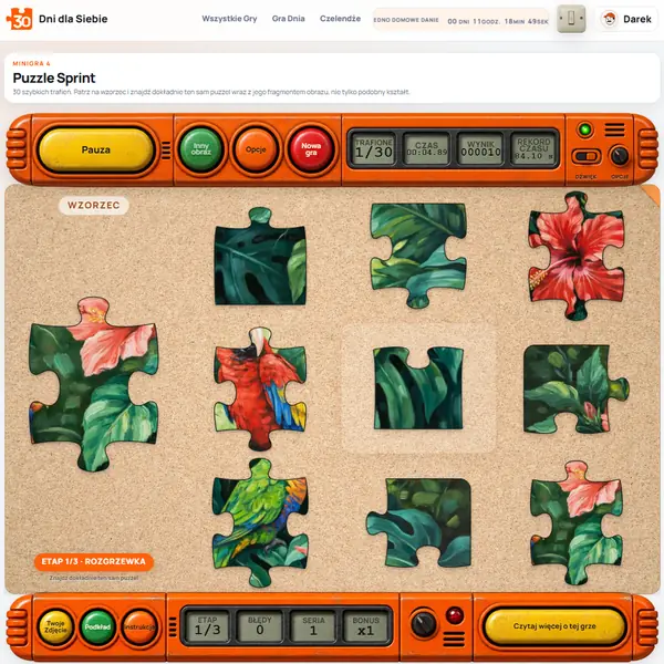Puzzle Sprint - aktualny ekran rozgrywki